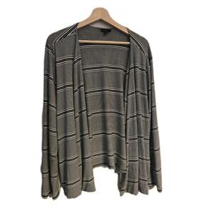 J Jill Wearever Open Front Black White Cardigan 2x Plus